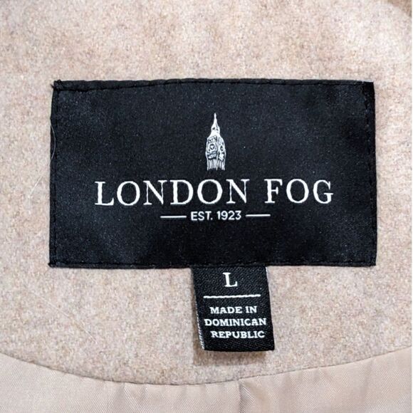 London Fog Women's Classic Wool Blend Short Coat Buttoned- Beige/Cream Size L - Picture 5 of 6